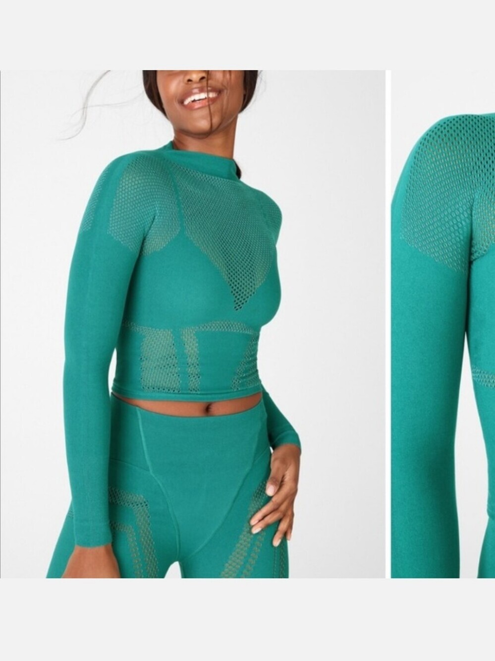 Fabletics Teal Long Sleeve Workout Top